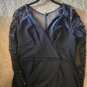 Elegant Navy Dress with Sequin Details